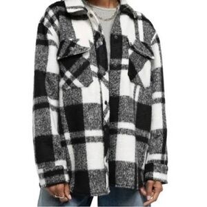 BDG Urban OutfittersBlack & White Plaid Shacket Jacket